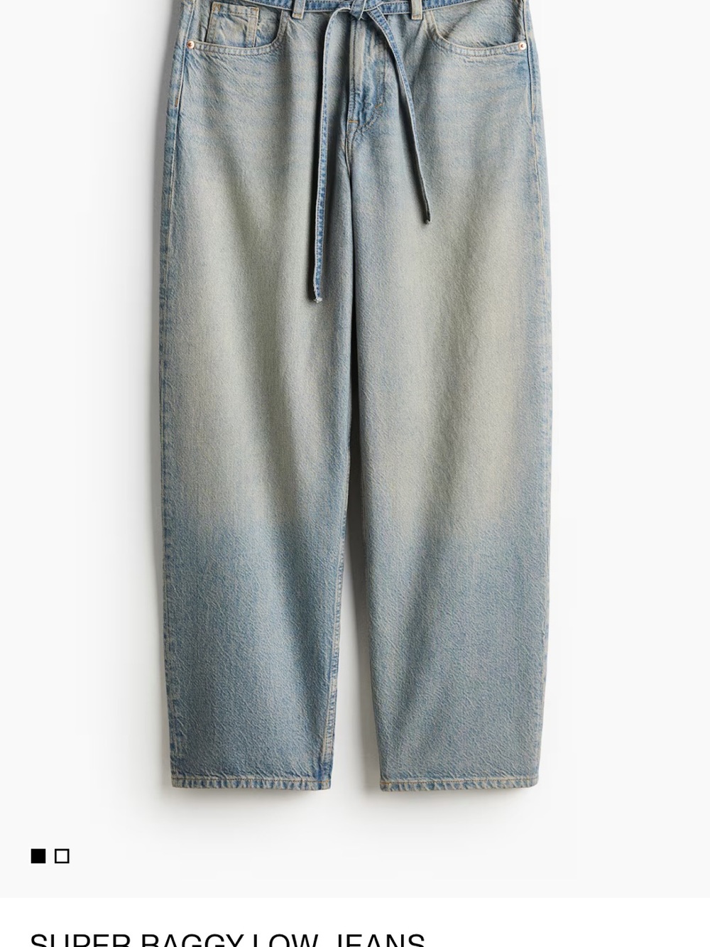 H&M Dark Blue Wide-Leg Drawstring Jeans